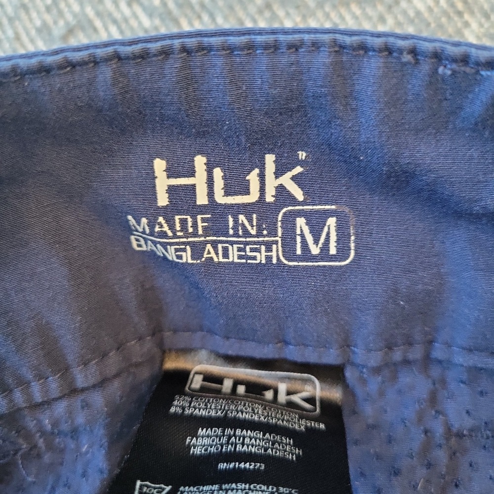 Huk Next Level Fishing Shorts Men's Medium Navy Blue Performance Stretch Cargo - Picture 2 of 6